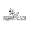 White Cubic Zirconia Accented Crossover Style Open Toe Ring in Rhodium Finished Sterling Silver