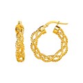 Textured Braided Hoop Earrings in 14k Yellow Gold(4x15mm)