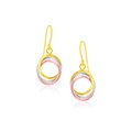 Interlaced Open Ring Drop Earrings in 14k Tri-Color Gold