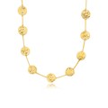 Textured Disc Long Layering Necklace in 14k Yellow Gold