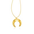 14k Yellow Gold 17 inch Necklace with Domed Moon Motif Pendant