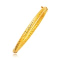 Fancy Textured and Polished Bangle in 14k Yellow Gold