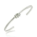 Knot Motif Thin Open Cuff in Rhodium Plated Sterling Silver