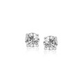 Faceted White Cubic Zirconia Stud Earrings in 14k White Gold(4mm)