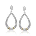 Diamond Accented Graduated Teardrop Popcorn Earrings in 18k Yellow Gold and Sterling Silver (.13cttw)