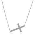 Flat Crucifix Necklace in 14k White Gold