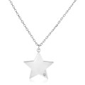 Sterling Silver 18 inch Necklace with Star Pendant with Diamond