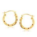 Textured Polished Round Hoop Earrings in 14k Yellow Gold (5/8 inch Diameter)