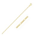 Solid Figaro Chain in 14k Yellow Gold (1.3mm)
