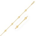 Puffed Heart Station Rolo Chain Bracelet in 14k Yellow Gold (3.30 mm)