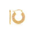 Flat Greek Key Small Hoop Earrings in 14k Yellow Gold