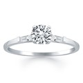 Tapered Baguette Diamond Engagement Ring Mounting in 14k White Gold