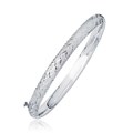 Dome Woven Diamond Cut Style Children's Bangle in 14k White Gold