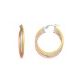 14k Tri Color Gold Three Part Round Hoop Earrings(4.5x26mm)