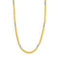14k Two Tone Gold Mens Twisted Oval and Bar Link Necklace