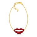 14k Yellow Gold Bracelet with Enameled Lips
