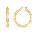 14k Yellow Gold Large Bamboo Hoops