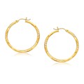 Diamond Cut Hoop Earrings in 14k Yellow Gold (3x35mm)