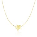 Sliding Puffed Star Charm Chain Necklace in 14k Yellow Gold