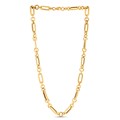 14k Yellow Gold Italian Alternating Paperclip Round Links Chain Necklace