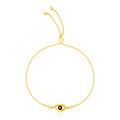 14k Yellow Gold Adjustable Evil Eye Bracelet (1.00 mm)