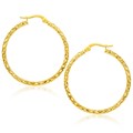 Large Textured Hoop Earrings in 14k Yellow Gold(1.5x30mm)