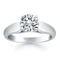 Tapered Cathedral Solitaire Engagement Ring Mounting in 14k White Gold