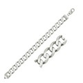 Classic Rhodium Plated Curb Bracelet in Sterling Silver (11.6mm)