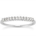 Shared Prong Diamond Wedding Ring Band in 14k White Gold