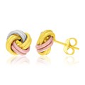 Textured Love Knot Earrings in 14k Tri-Color Gold
