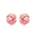 Small Ridged Love Knot Earring in 14k Rose Gold
