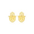 14k Yellow Gold Polished Hand of Hamsa Post Earrings