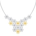 Flower Cluster Beaded Necklace in 14k Yellow Gold & Sterling Silver