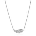 Sterling Silver Textured Angel Wing Necklace