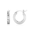 Sterling Silver Small Hoop Earrings with Cubic Zirconias