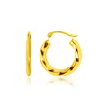 Hoop Earrings with Textured Detailing in 14k Yellow Gold