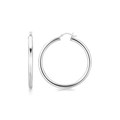 Thick and Large Hoop Earrings in Rhodium Plated Sterling Silver (40mm)