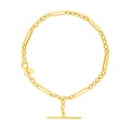 14k Yellow Gold 7 1/2 inch Alternating Oval and Round Chain Bracelet with Toggle (3.90 mm)