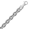 Diamond Cut Cable Chain Rhodium Plated Bracelet in Sterling Silver 
