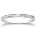 Diamond Micro- Pave Diamond Milgrain Wedding Ring Band in 14k White Gold