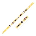 14k Yellow Gold 8 1/4 inch Mens Wide Nautical Flag Bracelet