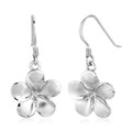 Sterling Silver Matte Textured Flower Dangle Earrings