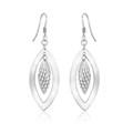Dual Open and Textured Marquis Dangling Earrings in Sterling Silver