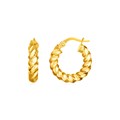 14k Yellow Gold Polished Twisted Hoop Earrings(3x11mm)
