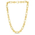 14k Yellow Gold Italian Alternating Paperclip Oval Links Chain Necklace