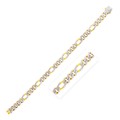 Modern Lite Figaro with White Pave Bracelet in 14K Yellow Gold (8.0mm)