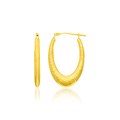 Textured Graduated Oval Hoop Earrings in 14k Yellow Gold