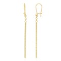 Diamond Cut Long Pin Style Drop Earrings in 14k Yellow Gold