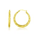 Twist Motif Graduated Hoop Earrings in 10k Yellow Gold