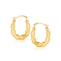 Oval Twist Hoop Earrings in 10k Yellow Gold